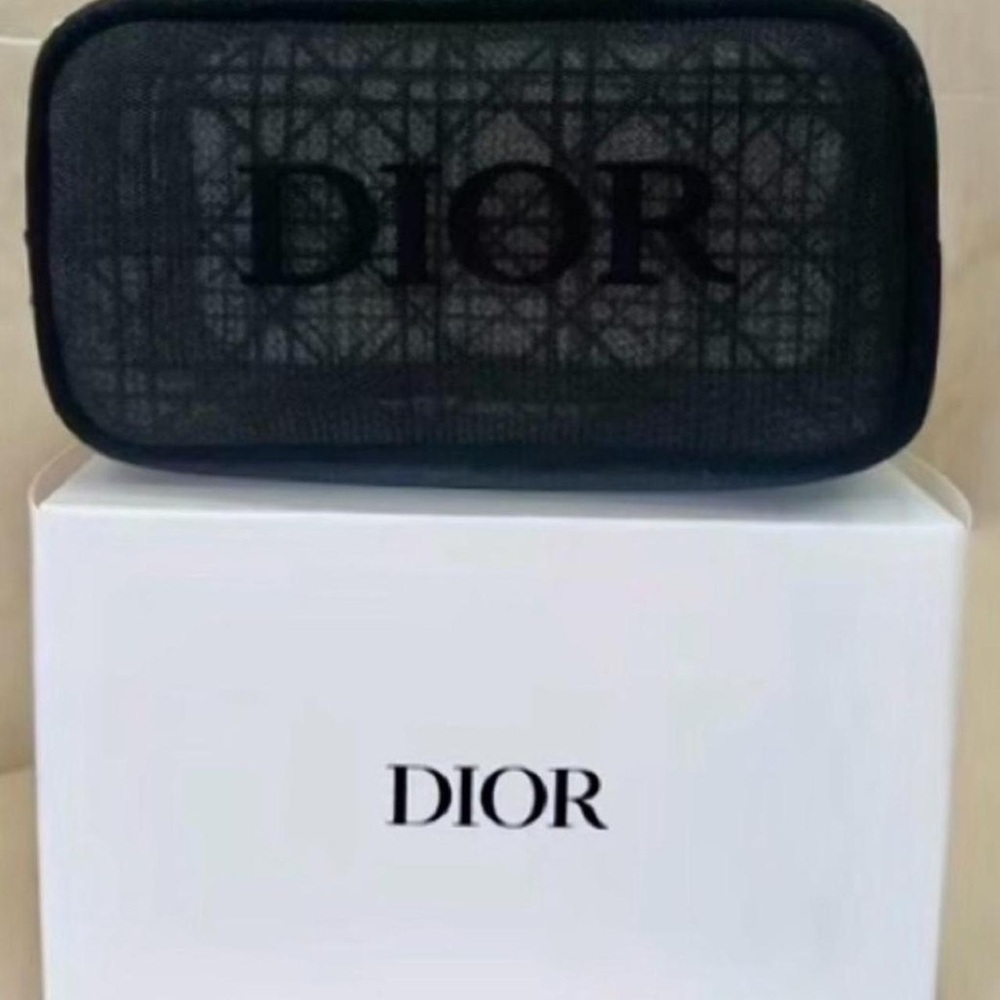Dior Black Mesh Pouch NIB Dior Cosmetic Case - Picture 2 of 4